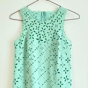 J Crew Laser Cut Eyelet Shift Dress in Mint